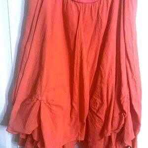 Asymmetrical Layered Skirt Pink Orange Cotton | Size 14